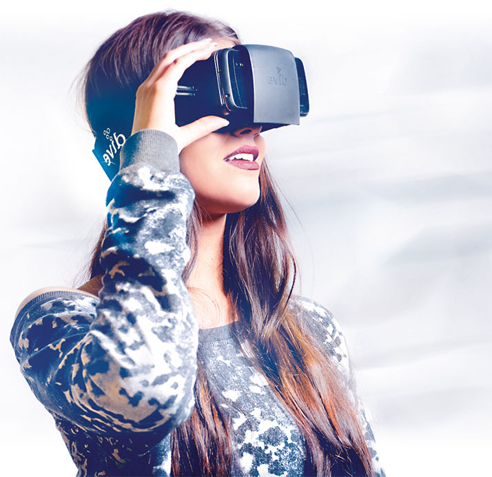 Girl wearing VR glasses Dive