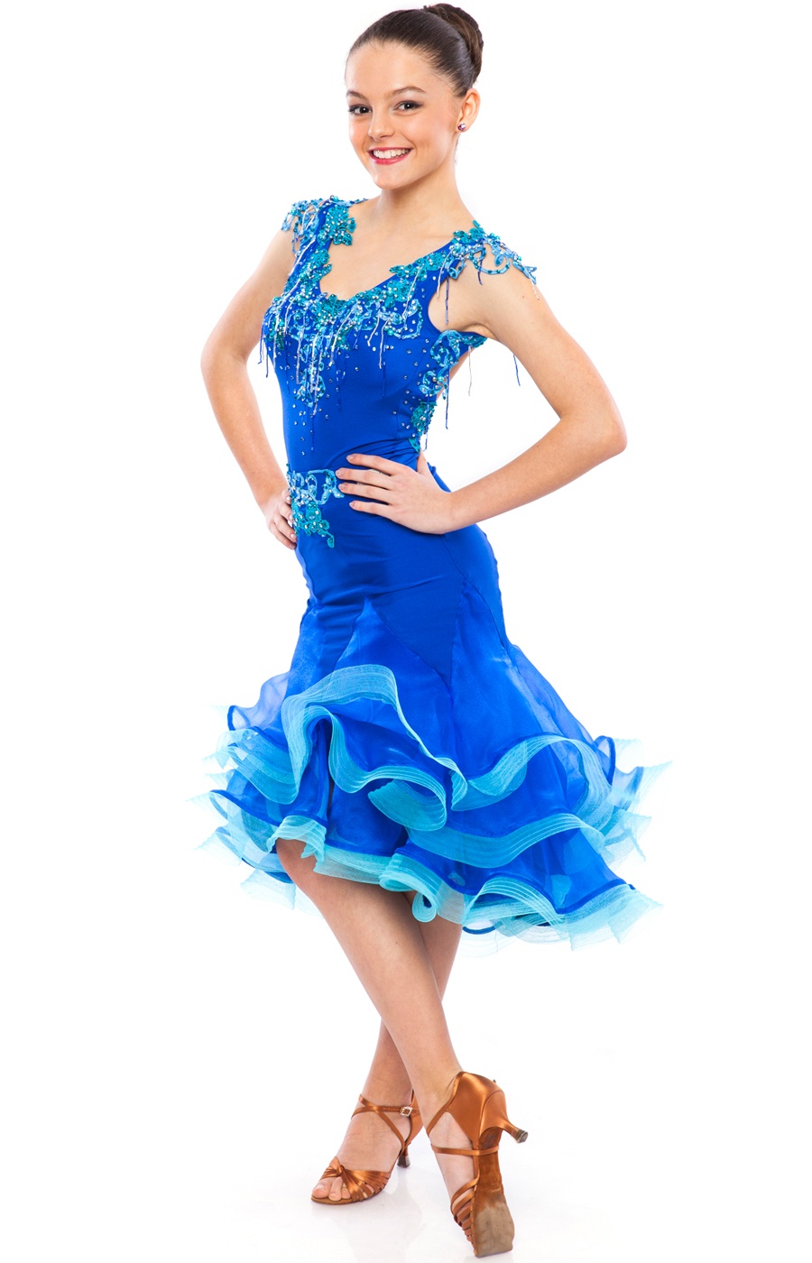 Teen Girl Blue Latin Dress