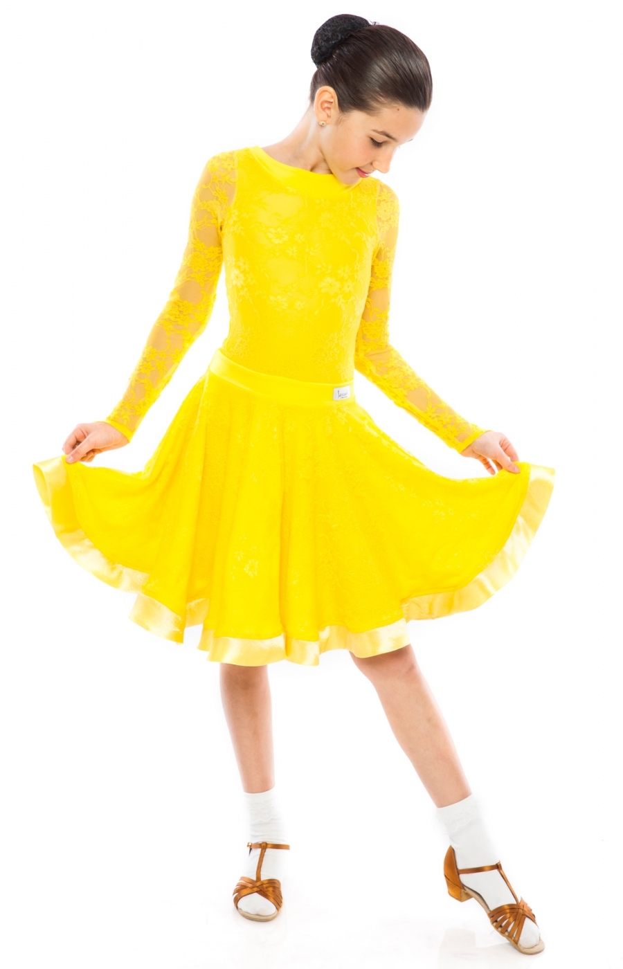 Teen Girl Juvenile Yellow Practice Ballroom Dress