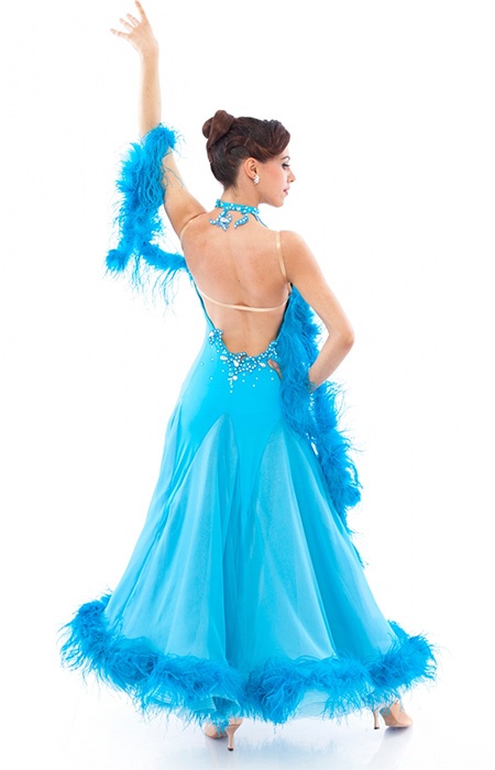 Women advanced blue ballroom gown