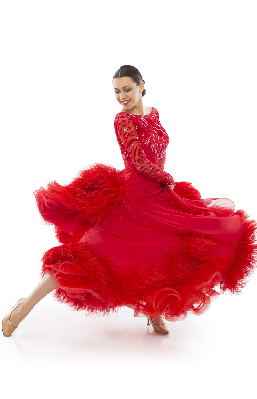 Women Red Ballroom Standard Dress