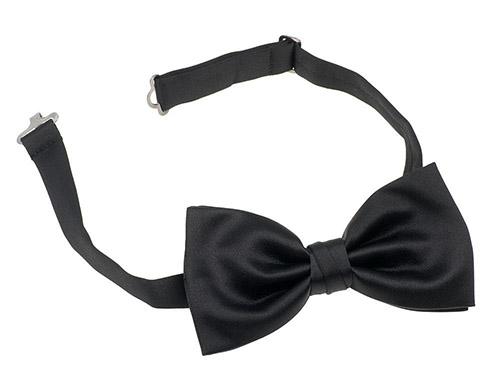 Black bowtie with metal clips