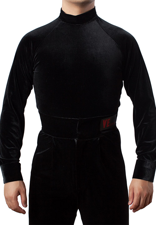 Black shirt for ballroom dancing with turtle neck